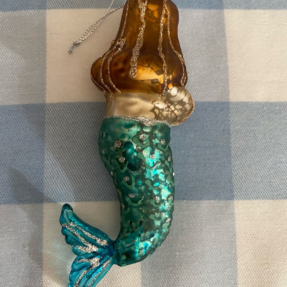 NEW MERMAID Ornament; Gold and Teal Accents;Gorgeous detail